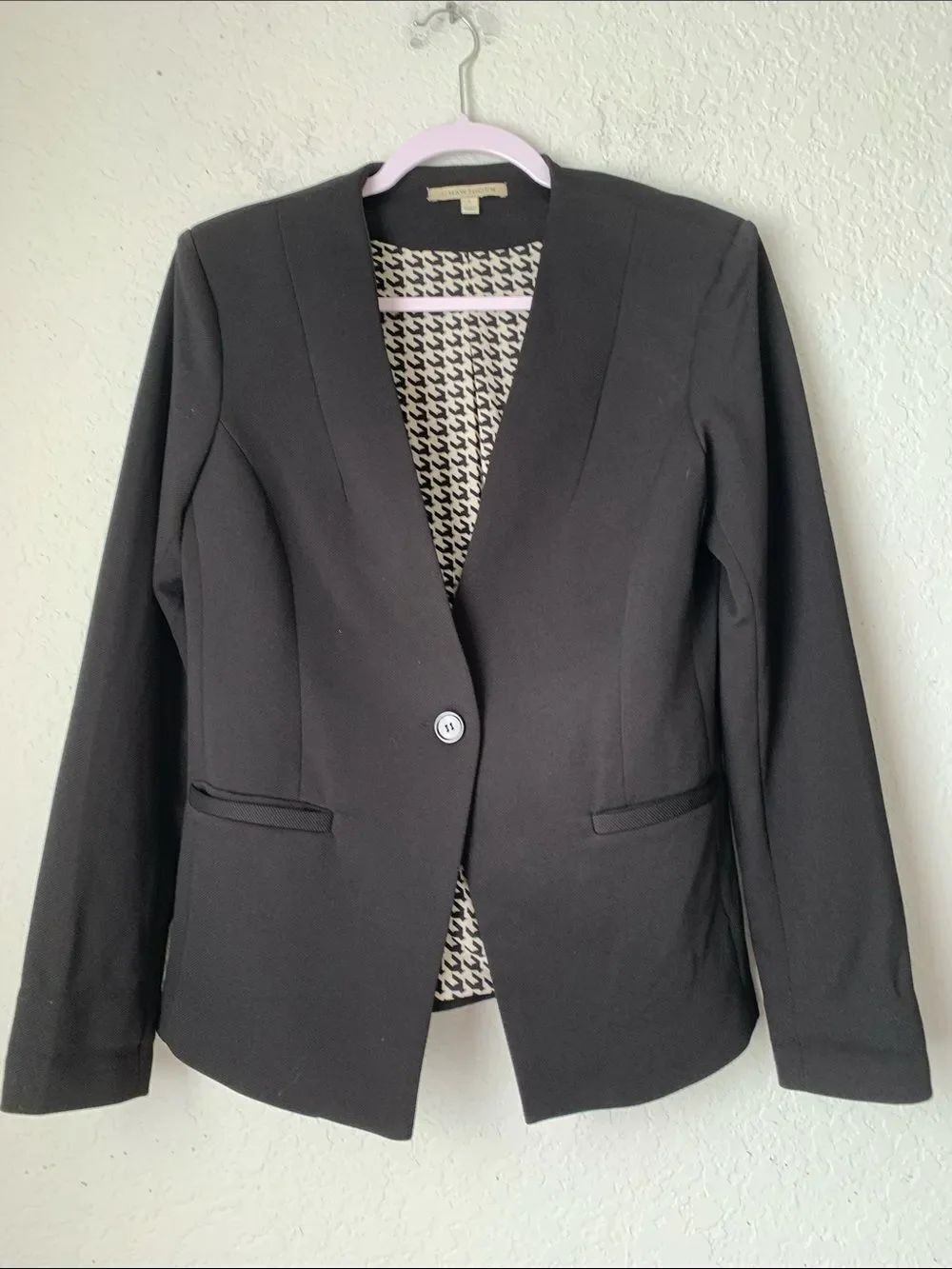 41 Hawthorn Black Women's Tailored Blazer Jacket - Classic One-Button Size M
